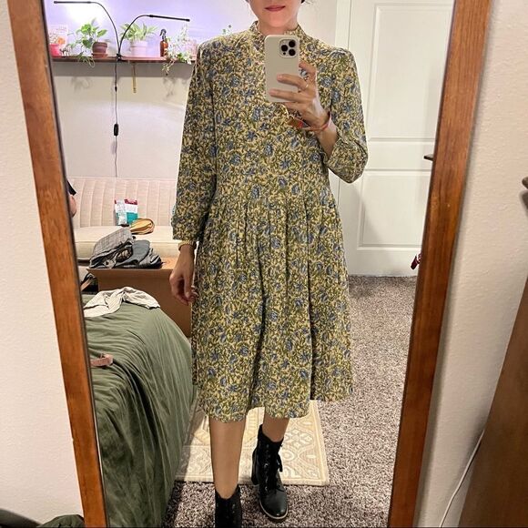 VINTAGE J. Jill Corduroy Floral Button Front Dress - Picture 3 of 14